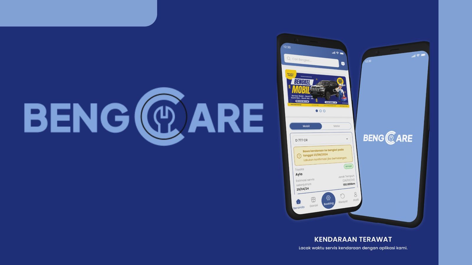 Tampilan aplikasi BENGCARE yang membantu menghubungkan konsumen dengan bengkel yang terekomendasi