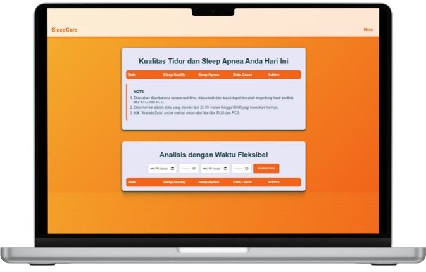 Tampilan website SleepCare sebagai pengantar informasi terkait kualitas tidur dan sleep apnea pengguna