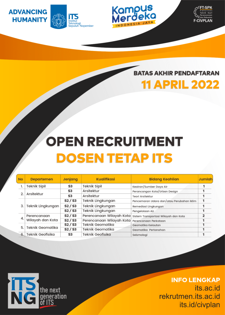 Open Recruitment Dosen Tetap ITS Institut Teknologi Sepuluh Nopember