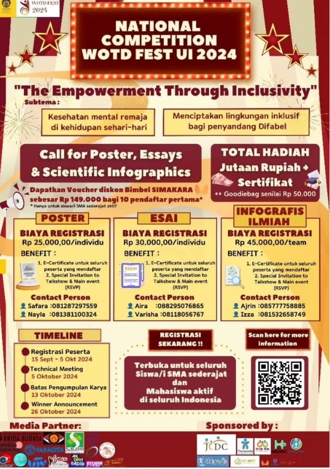 Kategori Lomba: Poster, Essays, LKTI  Penyelenggara: Universitas Indonesia