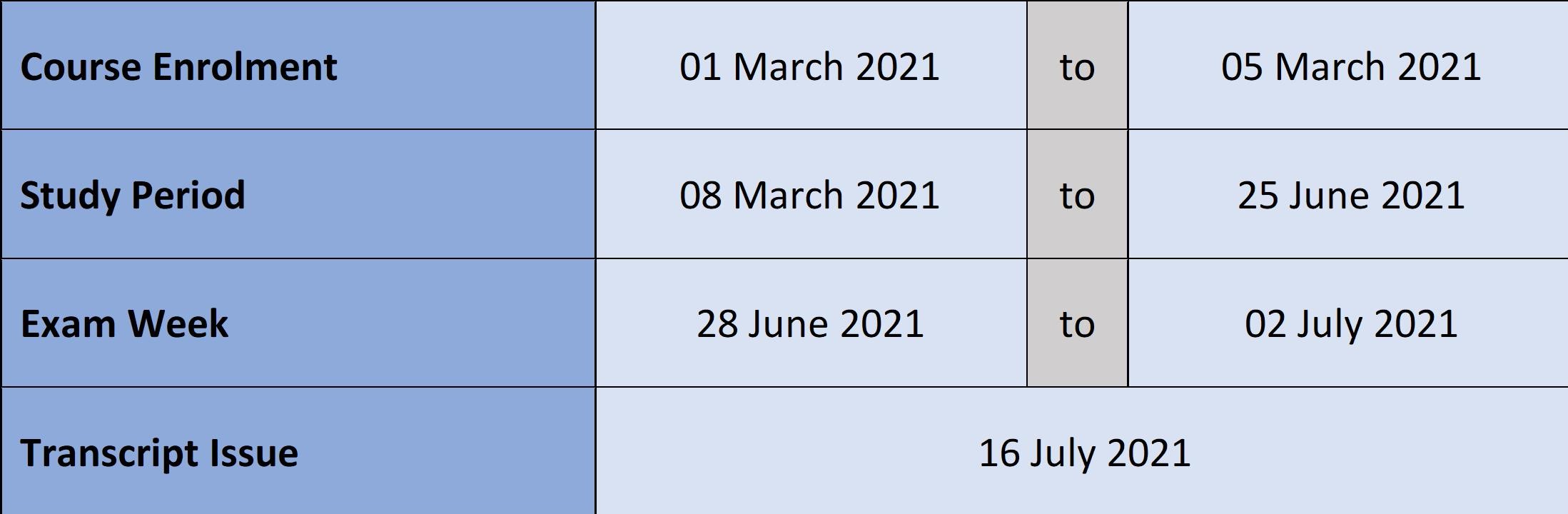 Academic Calendar Spring 2021 ITS Global Engagement