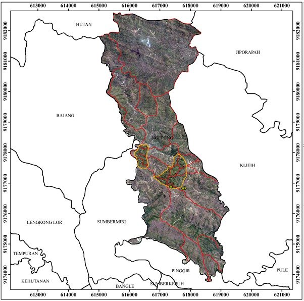Peta foto udara Desa Ngepung, Kecamatan Lengkong, Kabupaten Nganjuk yang dibuat Tim Abmas ITS