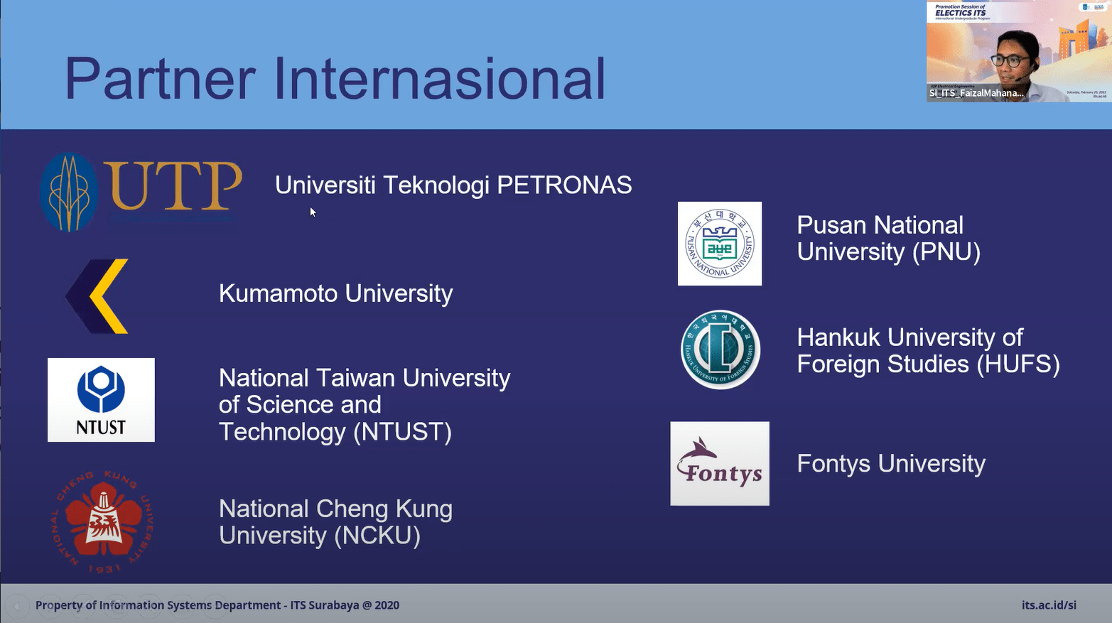 Pemaparan beberapa universitas mitra program internasional FTEIC-ITS