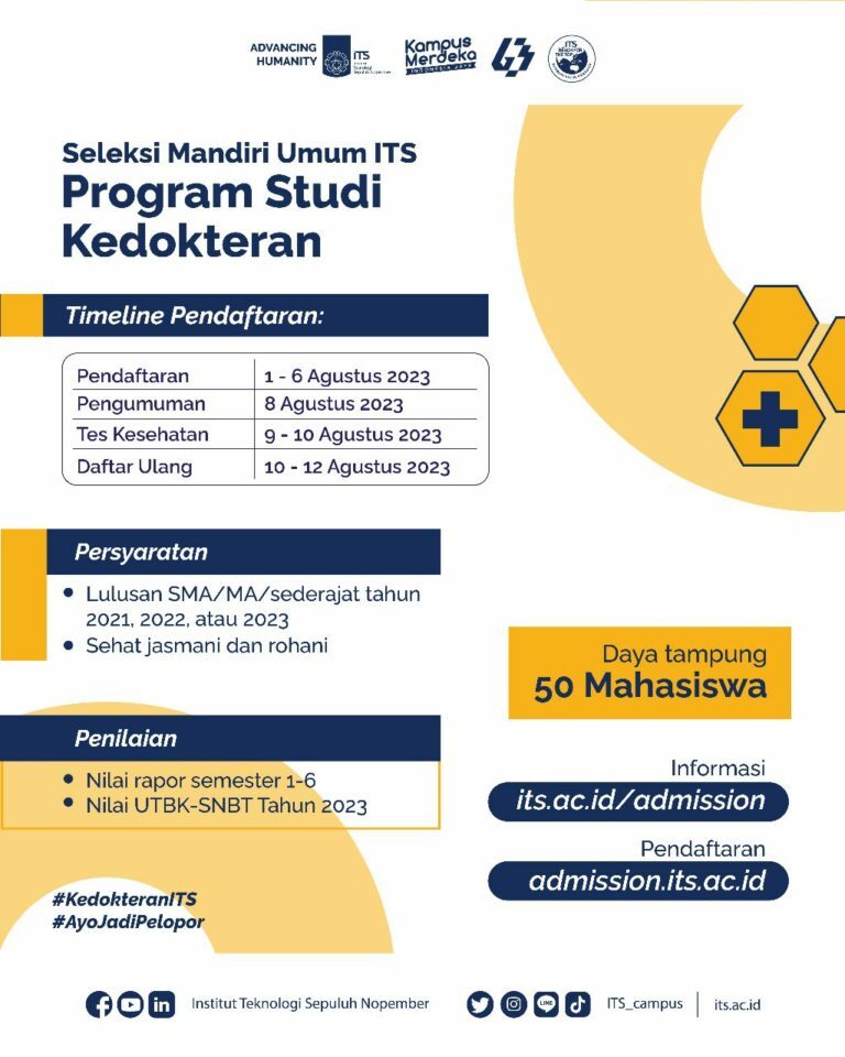 Kedokteran ITS Resmi Buka Pendaftaran Seleksi Masuk Mahasiswa Baru 2023 ...