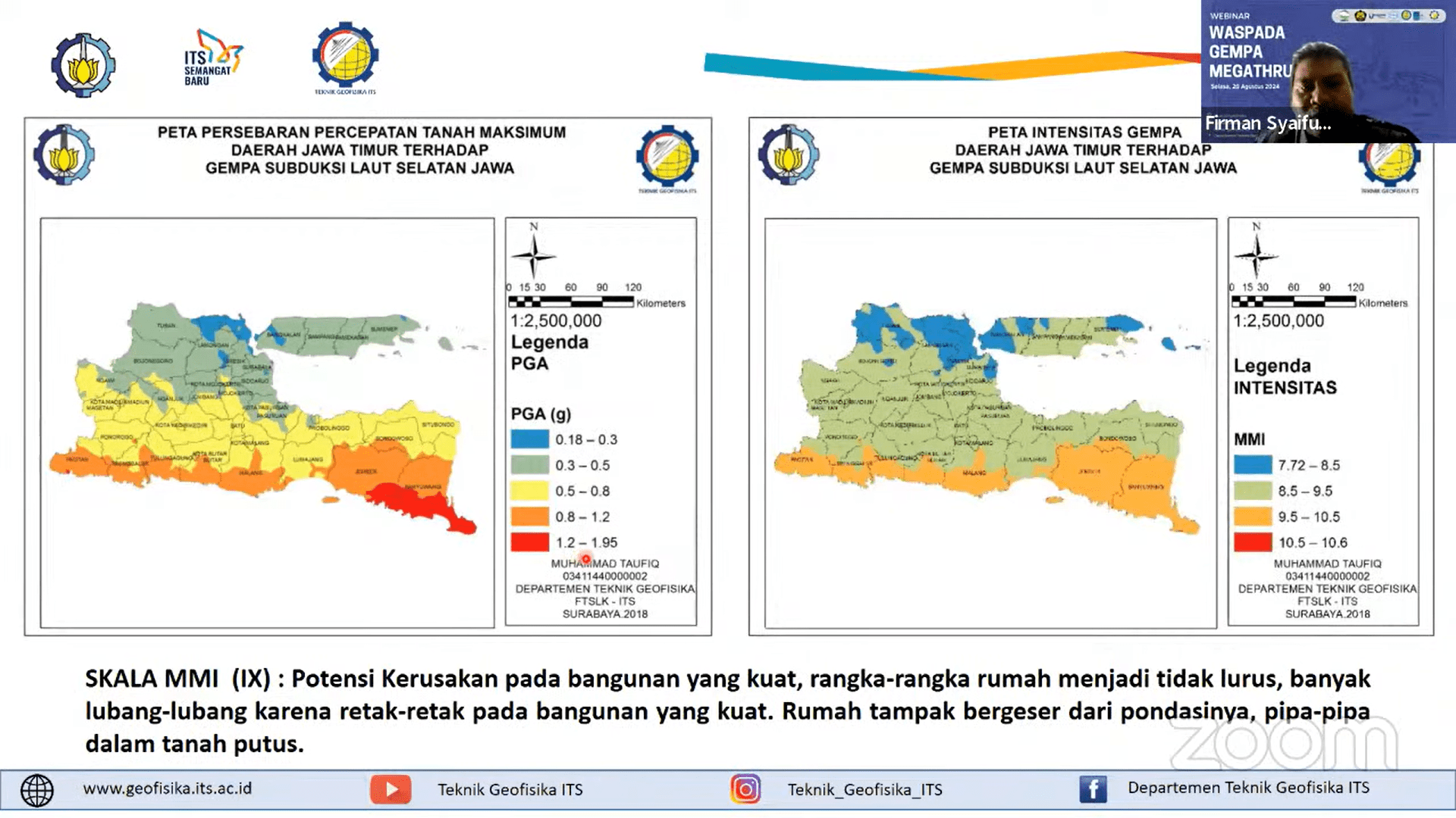 Gambar peta dampak gempa Megathrust terhadap eilayah Jawa Timur