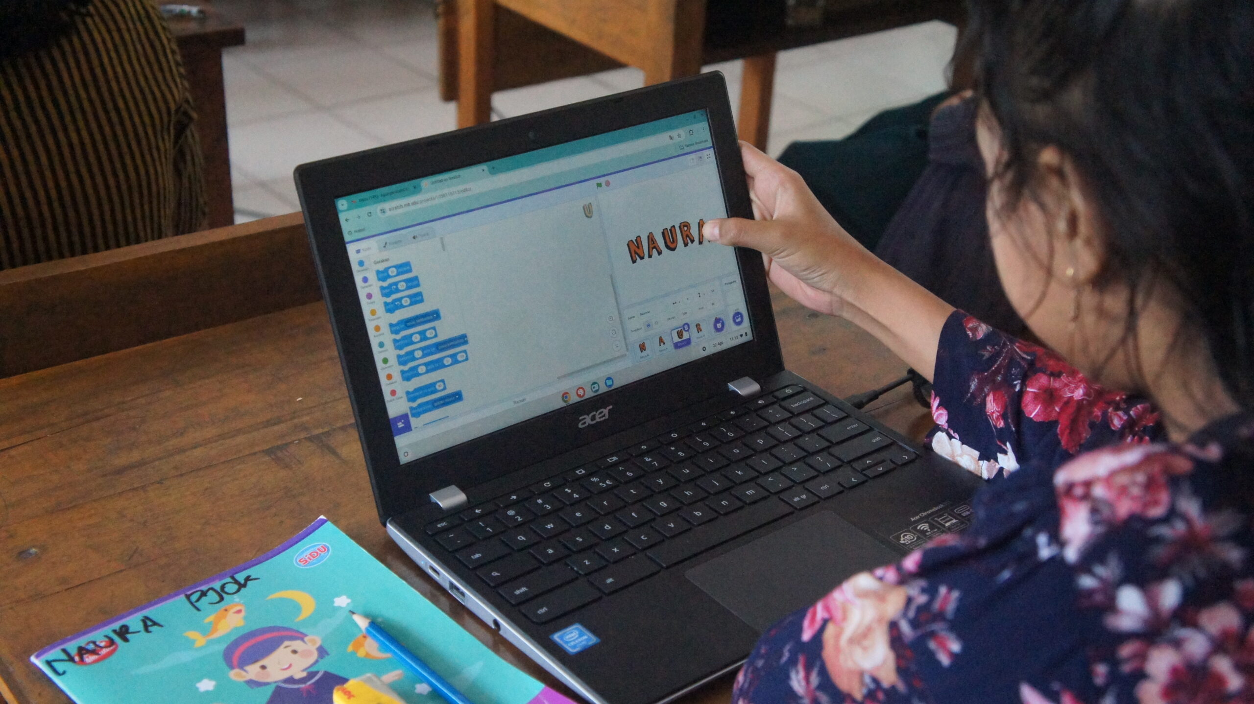 Tampilan dari coding for kids yang menarik dan interaktif