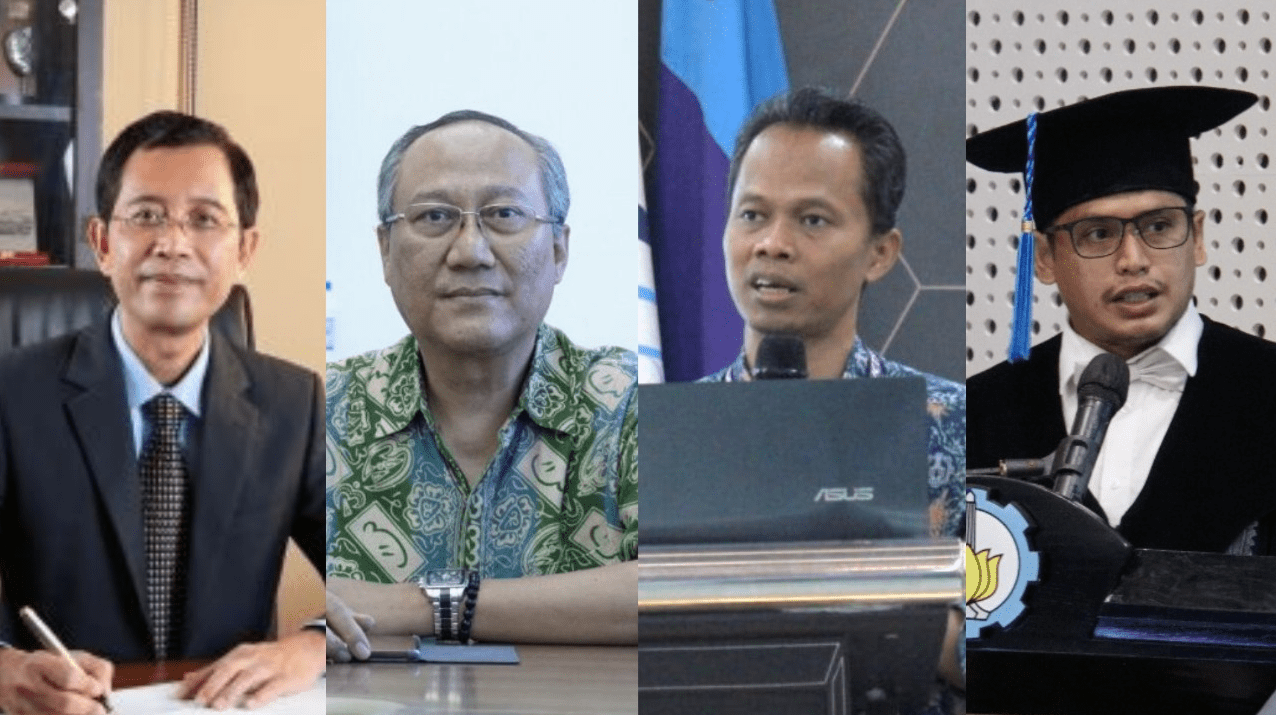 (dari kiri) Prof Ir I Nyoman Pujawan MEng PhD, Prof Drs Ec Ir Riyanarto Sarno MSc PhD, Prof Tohari Ahmad SKom MIT PhD, dan Prof Adi Setyo Purnomo SSi MSc PhD dari ITS yang masuk Top 2% Scientist in the World 2024