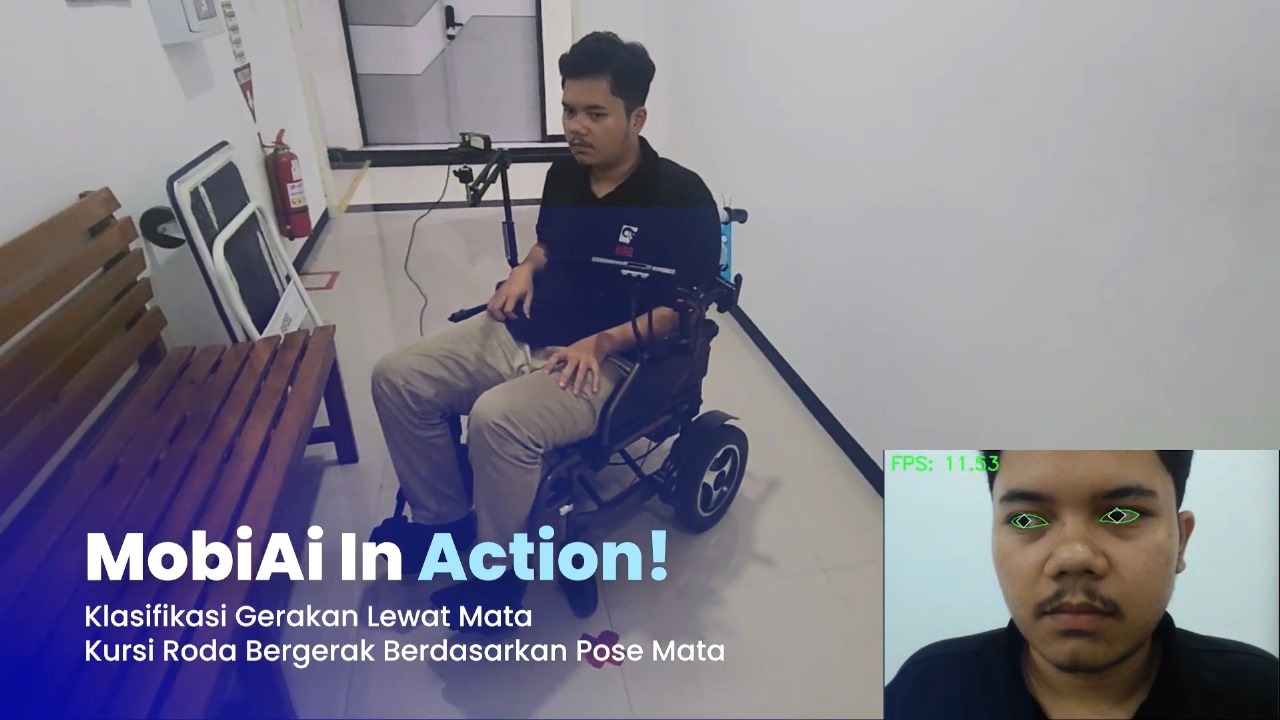 Prototipe MobiAi saat diuji coba bergerak menggunakan gerakan mata di sebuah rumah sakit