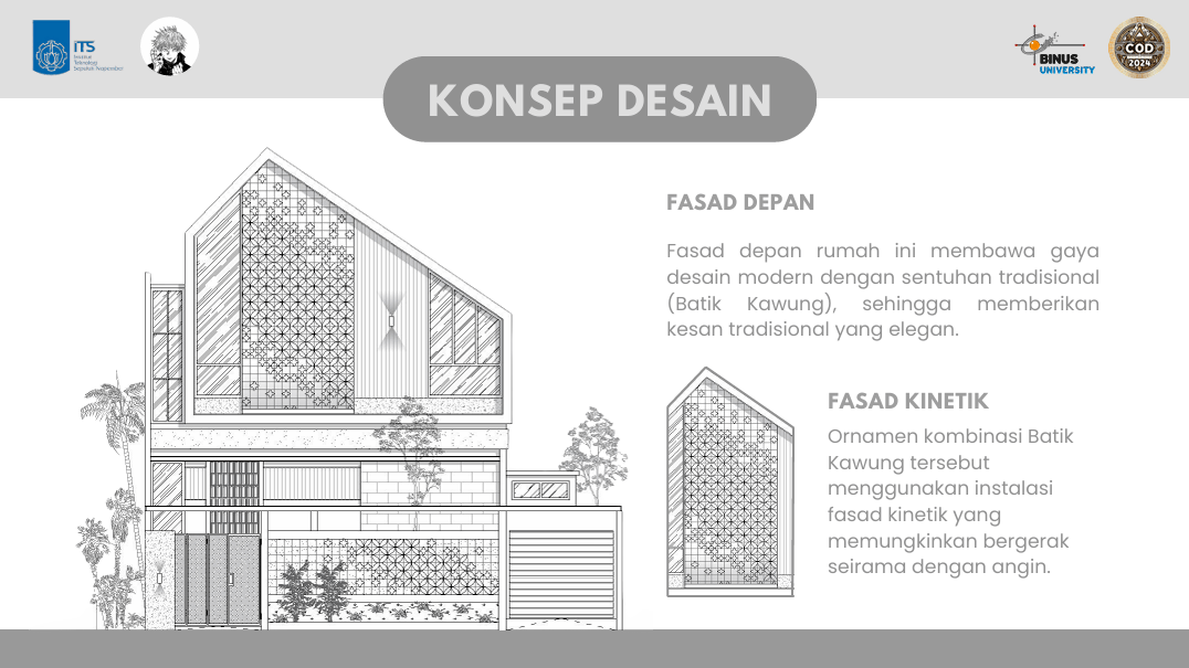 Gambar desain fasad rumah bermotif batik kawung