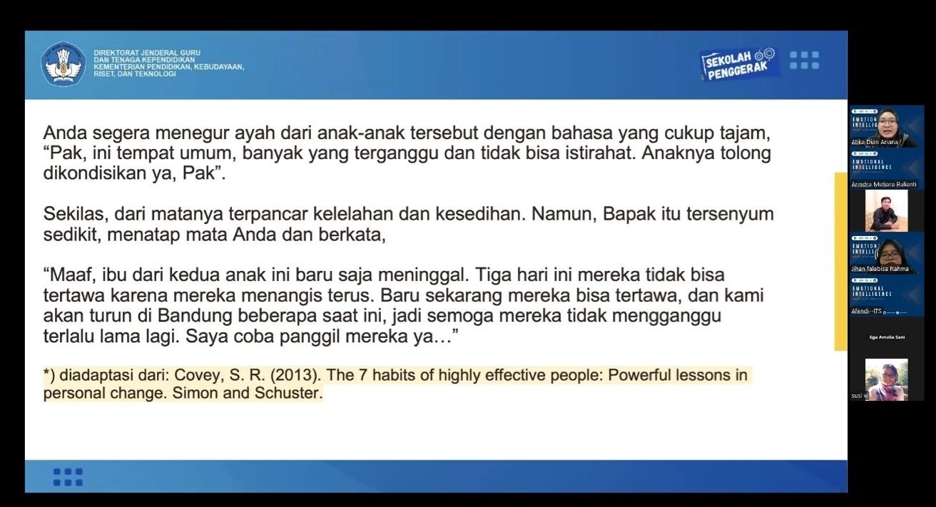 Gambar Atika Dian Ariana MSc MPsi memberikan studi kasus untuk didiskusikan dalam forum webinar