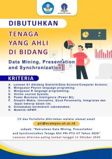 lowongan data mining, presentation, and synchronization