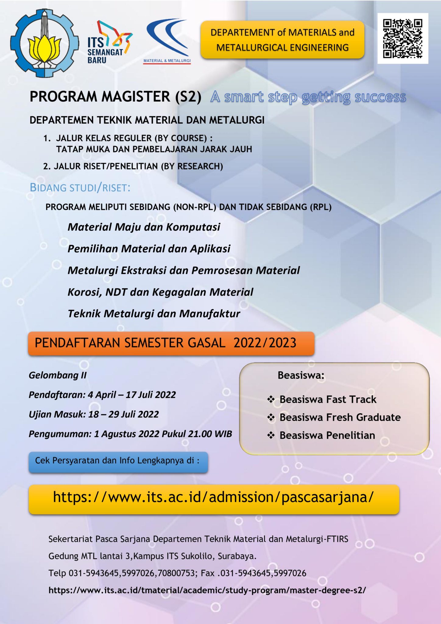 Program Magister (S2) - Departemen Teknik Material