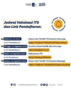 Jadwal Vaksinasi ITS dan Link Pendaftaran